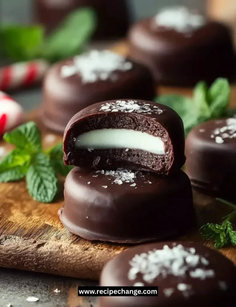 Delicious homemade peppermint patties on a plate.