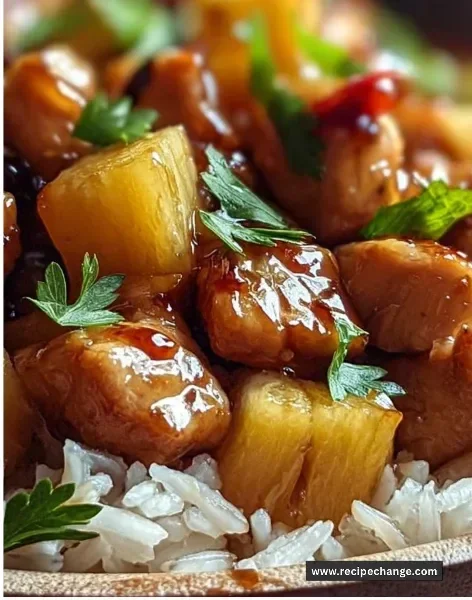 Delicious teriyaki chicken and pineapple stuffed peppers with rice