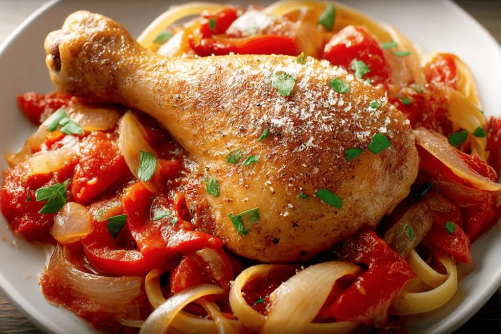 Delicious Orange-Chipotle Chicken garnished with fresh herbs and citrus slices.