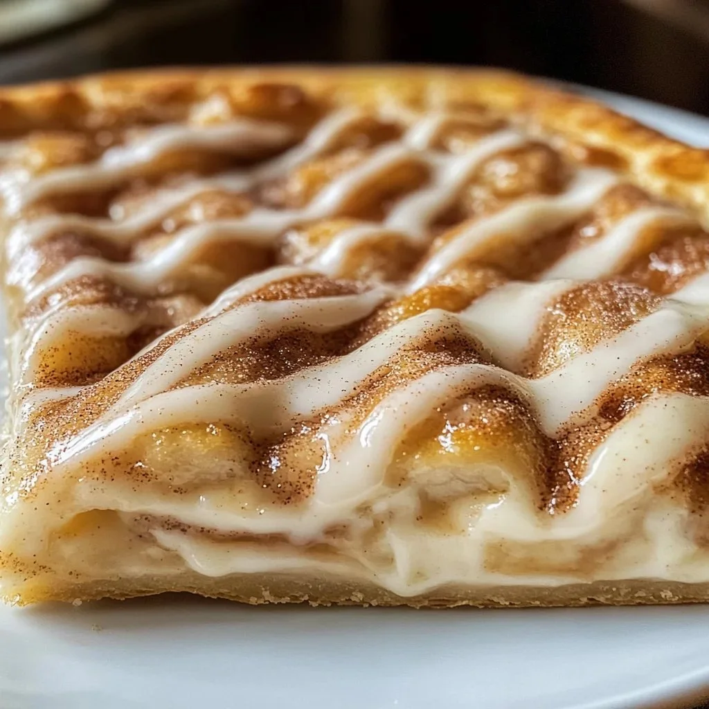 Cinnamon-Sugar Pizza topped with sweet cinnamon and sugar on crescent rolls