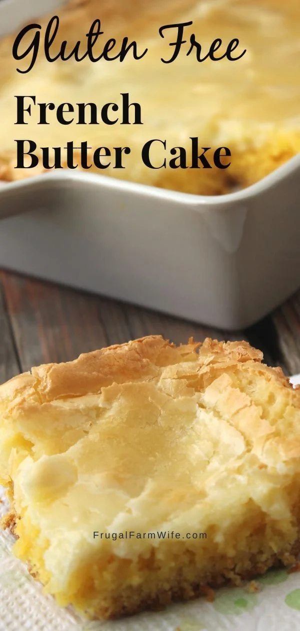 Gluten-free French butter cake slice with a moist texture and golden crust