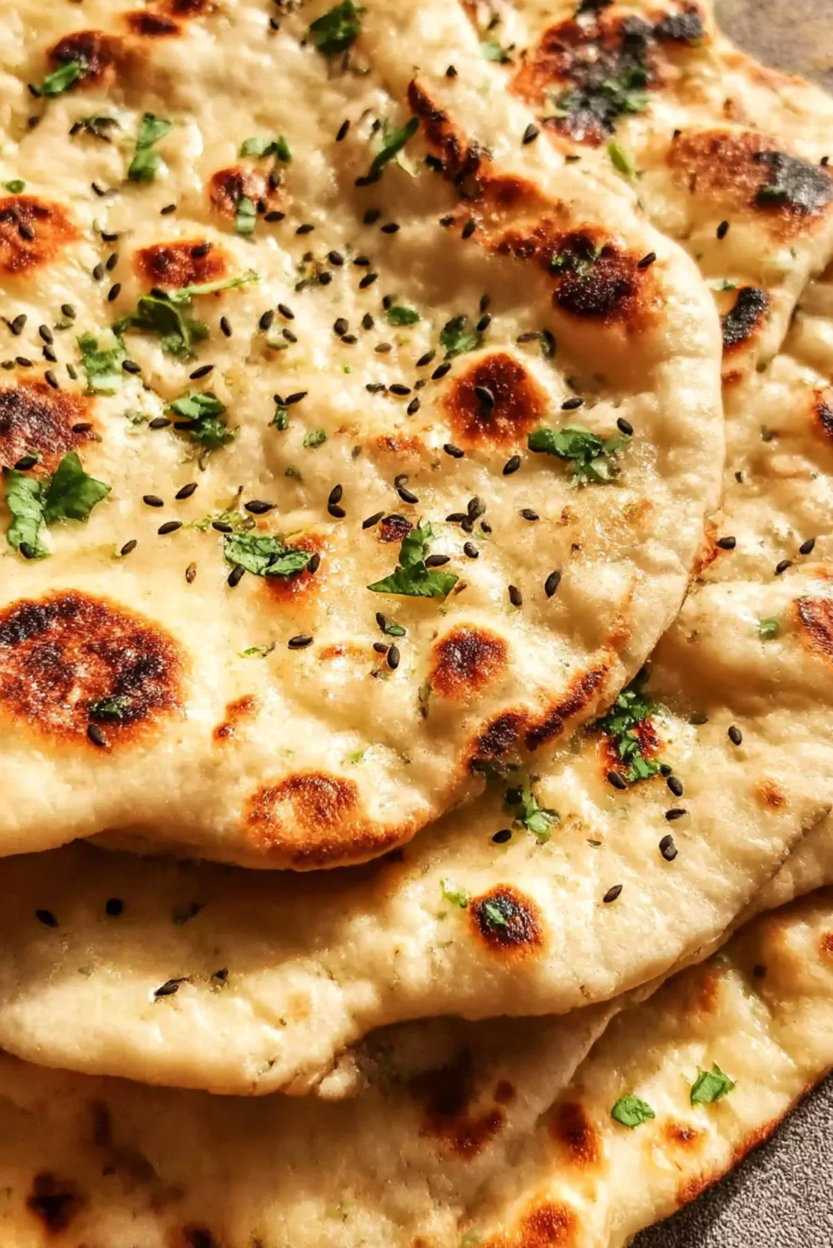 Delicious homemade naan bread fresh out of the oven