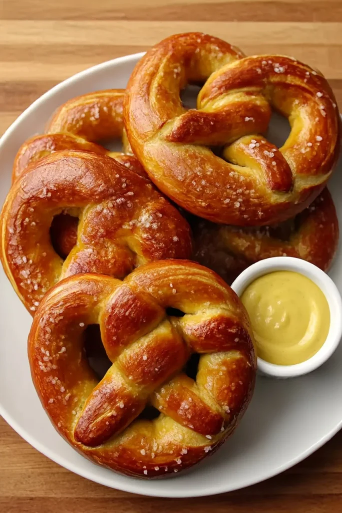 Delicious homemade soft pretzels ready to be enjoyed.