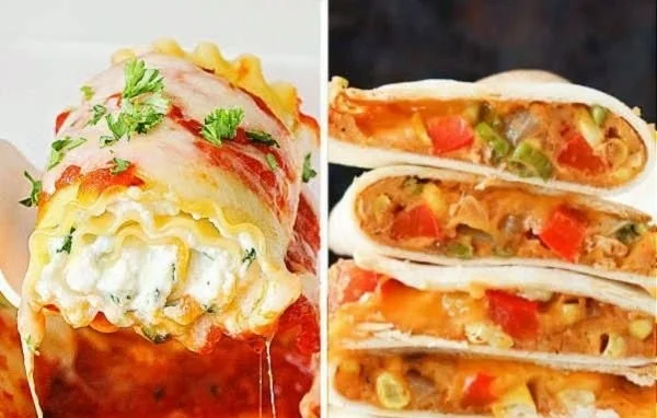 Delicious no meat meals featuring colorful vegetables and grains