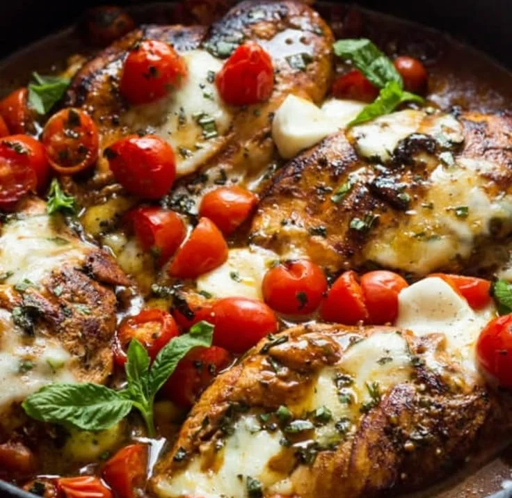 One-Pan Juicy Chicken with Balsamic Sauce served on a plate