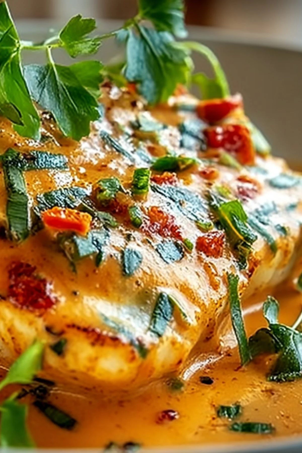 Delicious Red Snapper with Creamy Creole Sauce on a plate