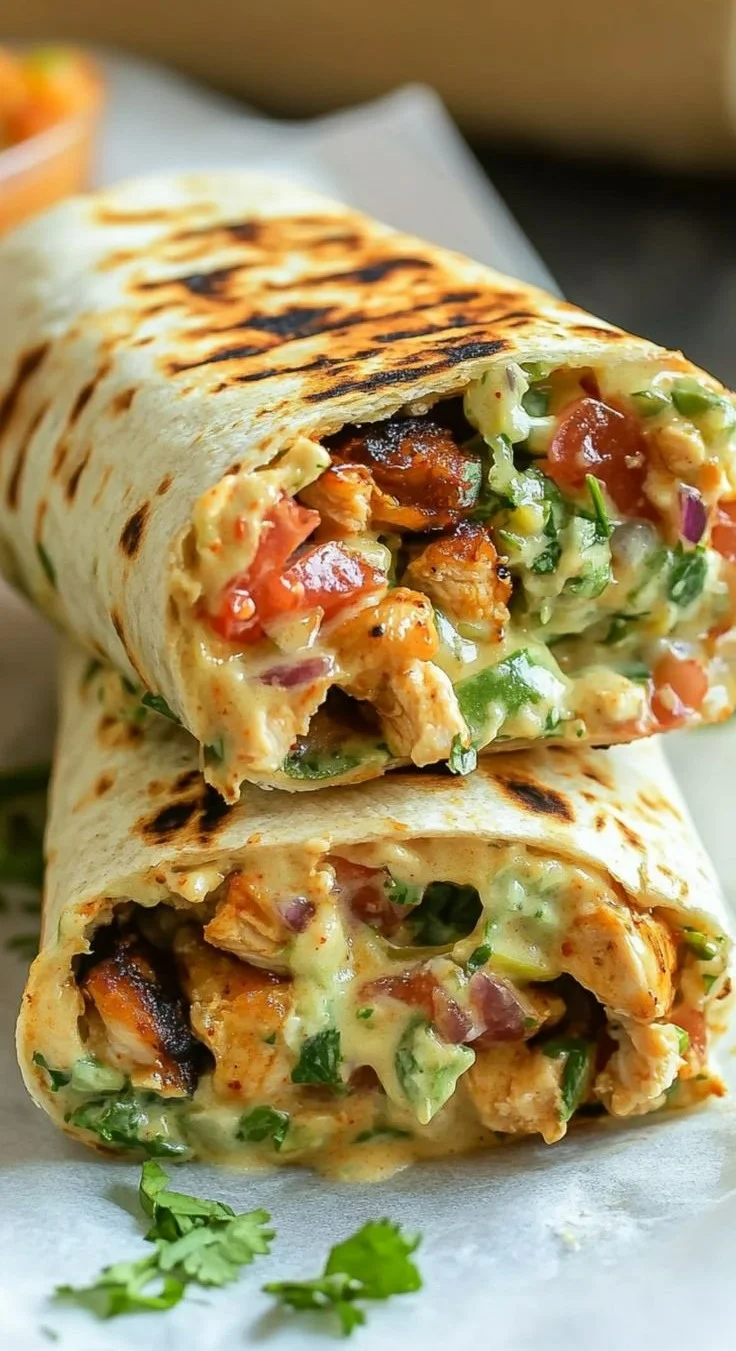 Chipotle Ranch Grilled Chicken Burrito loaded with fresh ingredients and flavors