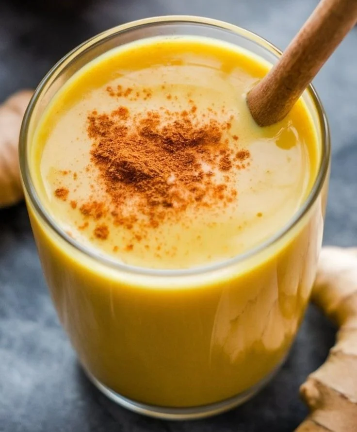 Cup of golden milk with turmeric and spices for health benefits