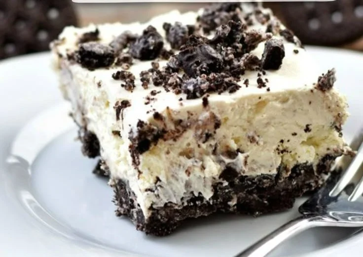 Delicious No Bake Oreo Cheesecake topped with crushed Oreos