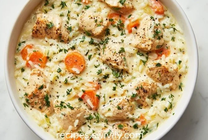 One-Pot Chicken and Rice dish in a pot, gluten-free recipe for easy meal prep.