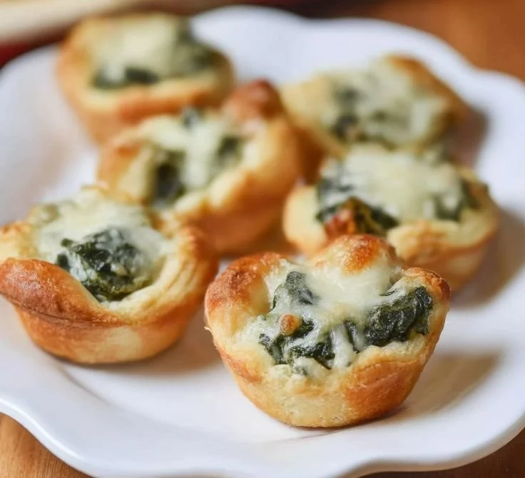 Crispy spinach dip bites served on a platter, perfect for appetizers.
