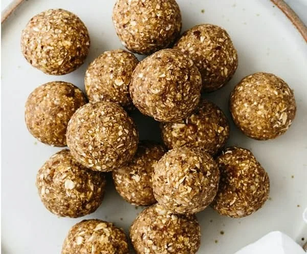 Healthy banana bread energy balls with oats and nuts for a nutritious snack.