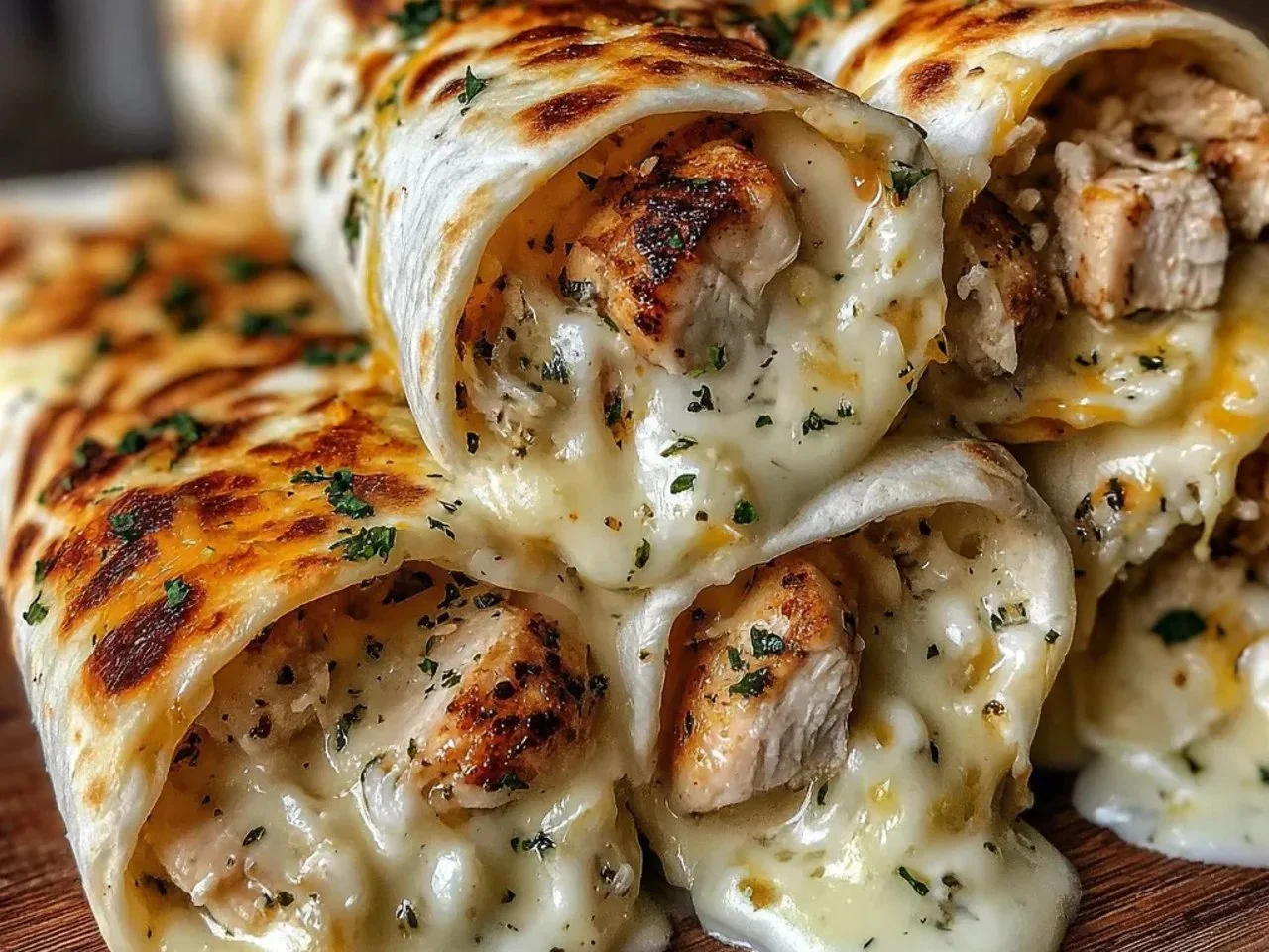 Plate of Cozy Cheesy Garlic Chicken topped with herbs and cheese