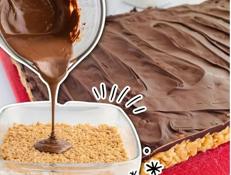 Peanut Butter Rice Krispie Treats stacked on a plate