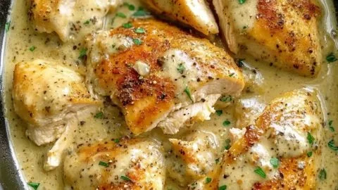 Delicious Ranch Chicken cooked in a crock pot with creamy ranch dressing