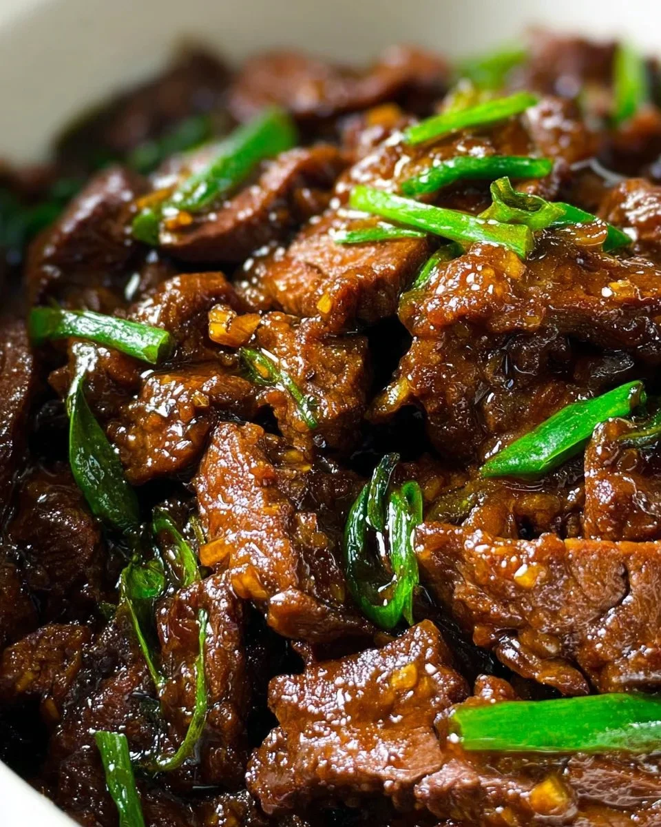 Delicious Slow Cooker Mongolian Beef served with rice and vegetables
