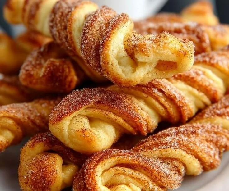 Golden and crispy air fryer cinnamon twists, a delightful sweet treat.