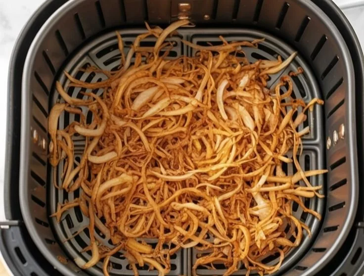 Air fryer crispy onions as a tasty topping or side dish