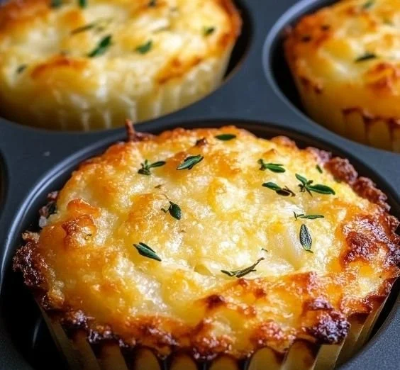Cheesy Mashed Potato Muffins - fluffy and flavorful baked potato muffins