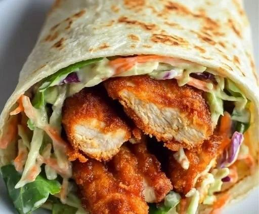 Crispy BBQ Chicken Wrap filled with grilled chicken and tangy BBQ sauce