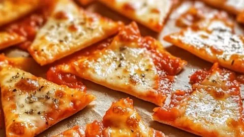 A bowl of crispy pizza chips, the perfect crunchy snack adventure.