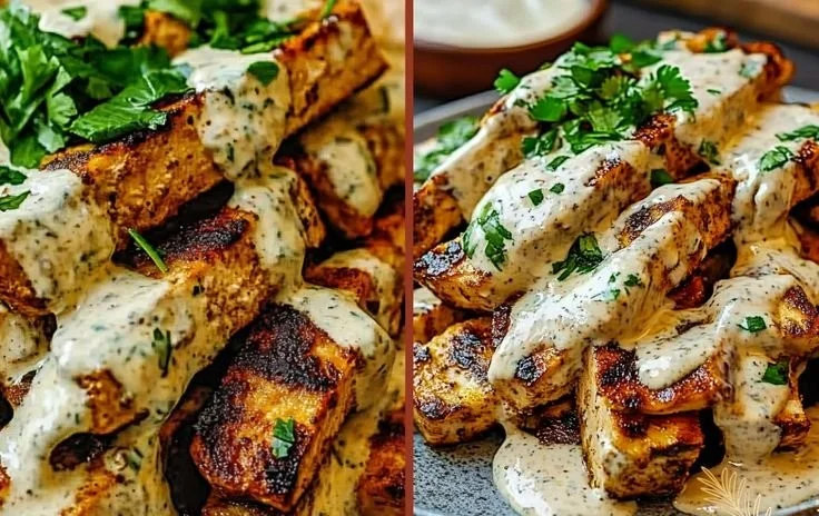 Delicious Garlic Chicken Shawarma served with fresh vegetables