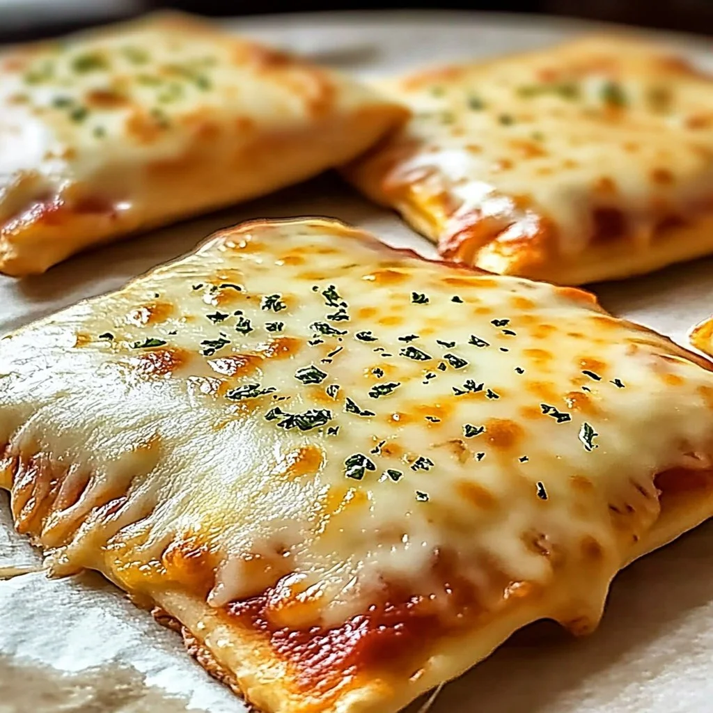 Homemade easy cheesy pizza pockets filled with gooey cheese and savory toppings