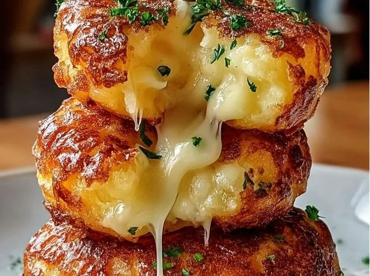 Delicious mashed potato cheese puffs served on a plate