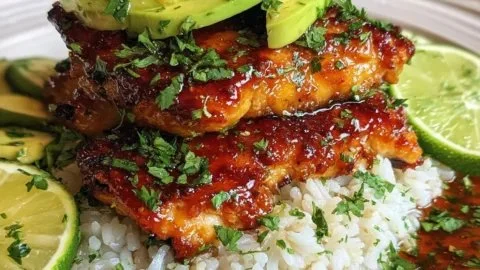 Delicious Honey Lime Chicken Stack served on a plate with vibrant garnishes
