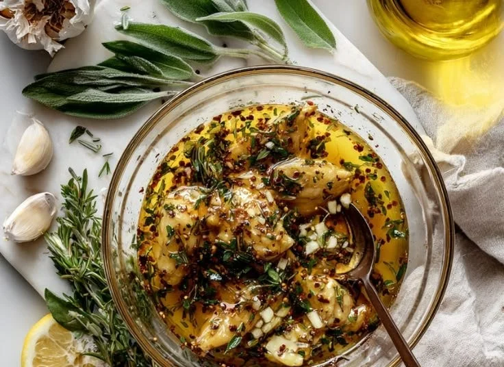 Authentic Greek chicken marinade made with herbs and spices.