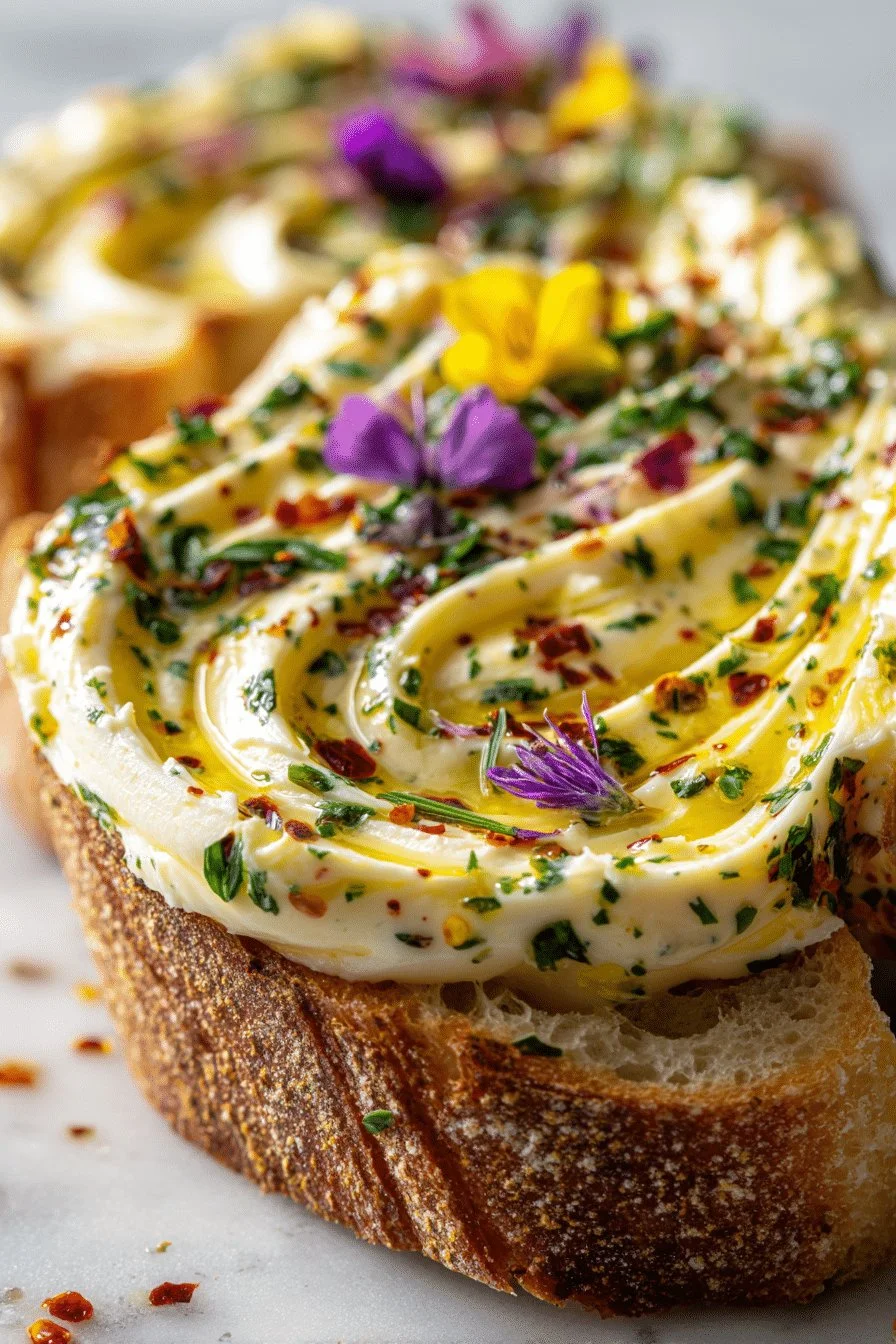 A beautifully arranged butter board with various toppings and spreads.