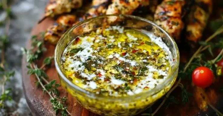 Marinated Chicken Souvlaki skewers ready for grilling