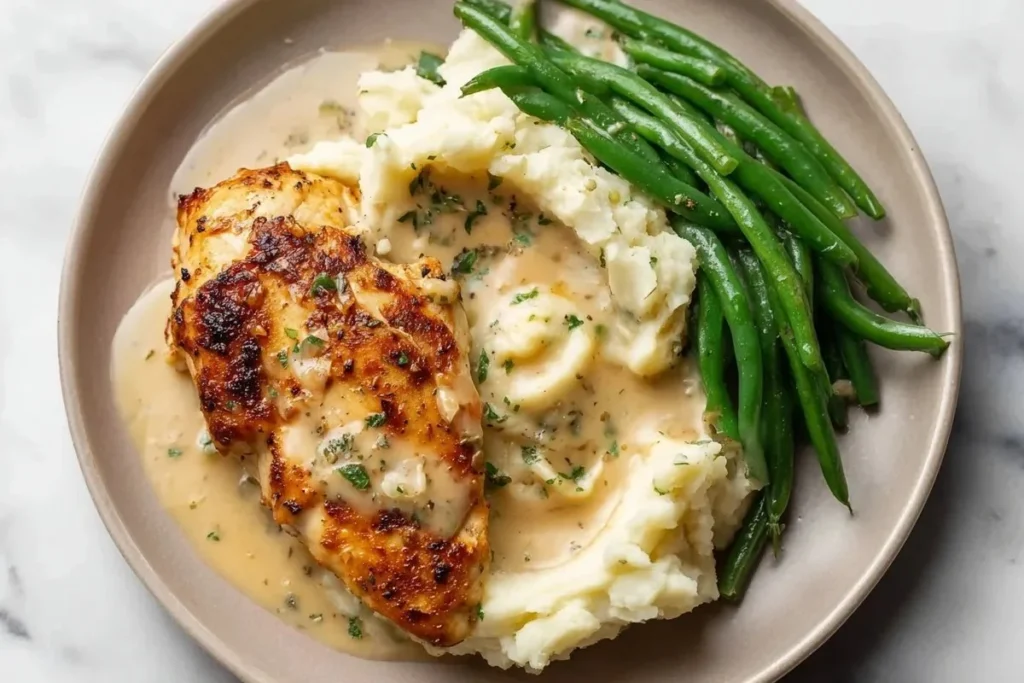 Creamy Garlic Parmesan Chicken Breast with herbs and spices