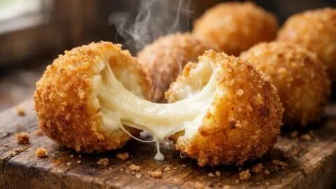 Crispy mozzarella cheese balls served as a delicious snack