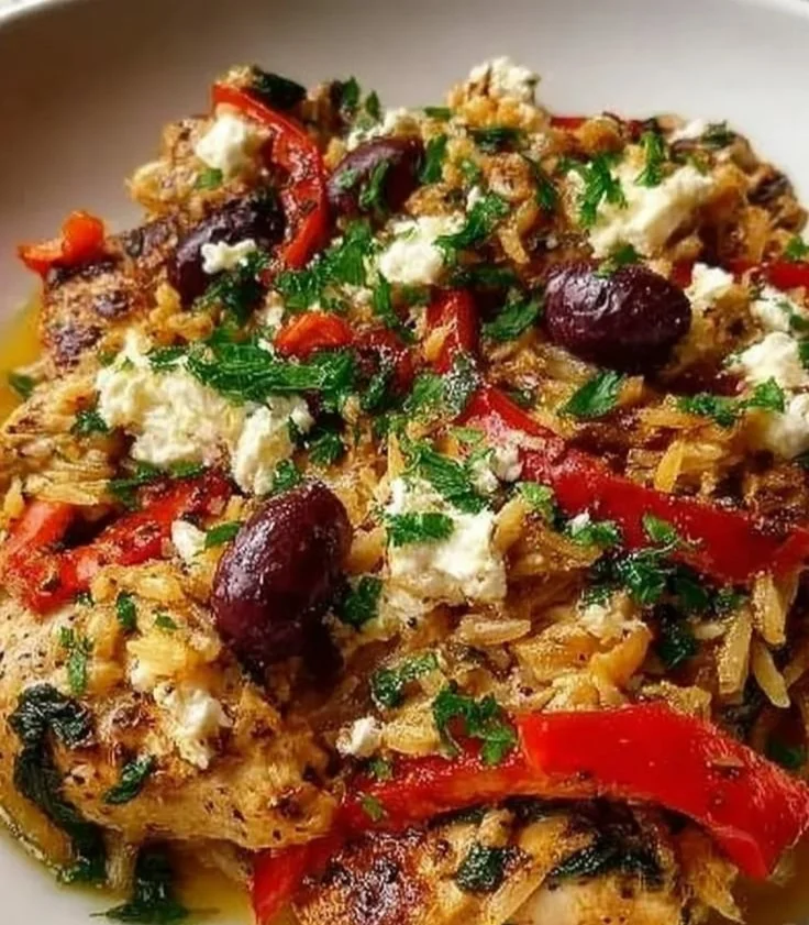 Delicious Greek Chicken Casserole with herbs and spices