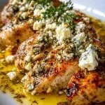 Delicious Greek chicken with lemon and feta served on a plate