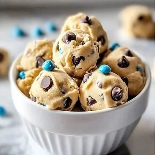 Healthy Greek yogurt cookie dough bites on a plate