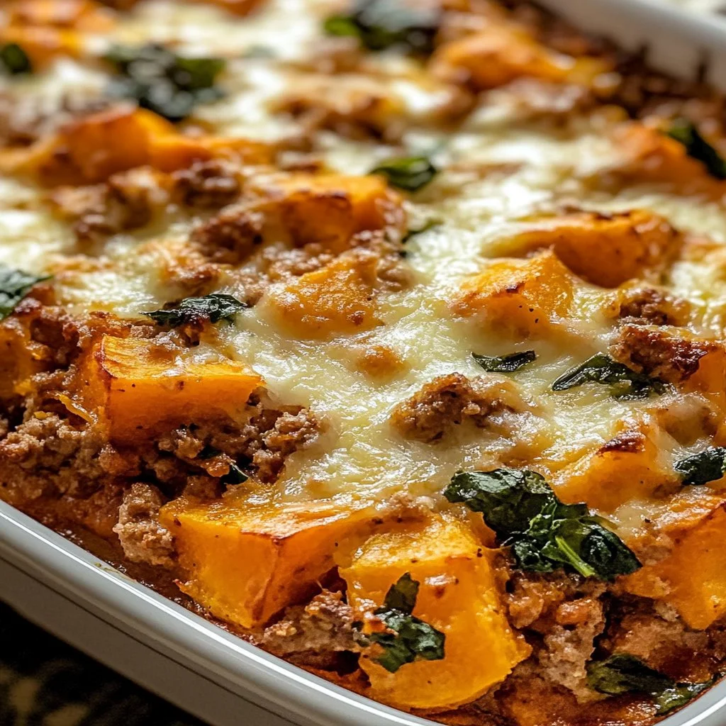 Ground Turkey Sweet Potato Bake served on a plate with fresh herbs