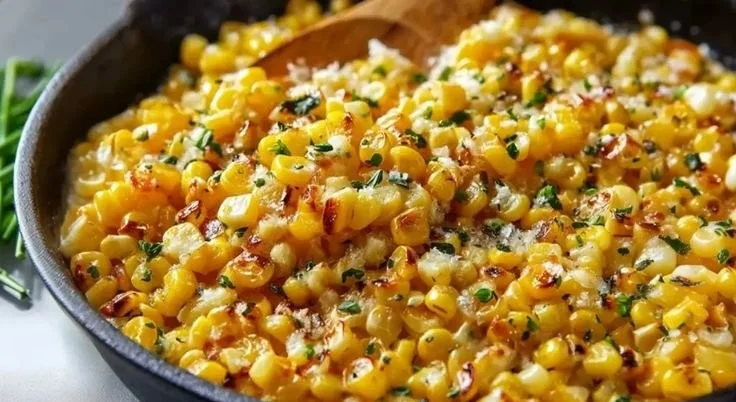 Delicious Honey Butter Skillet Corn side dish in a skillet
