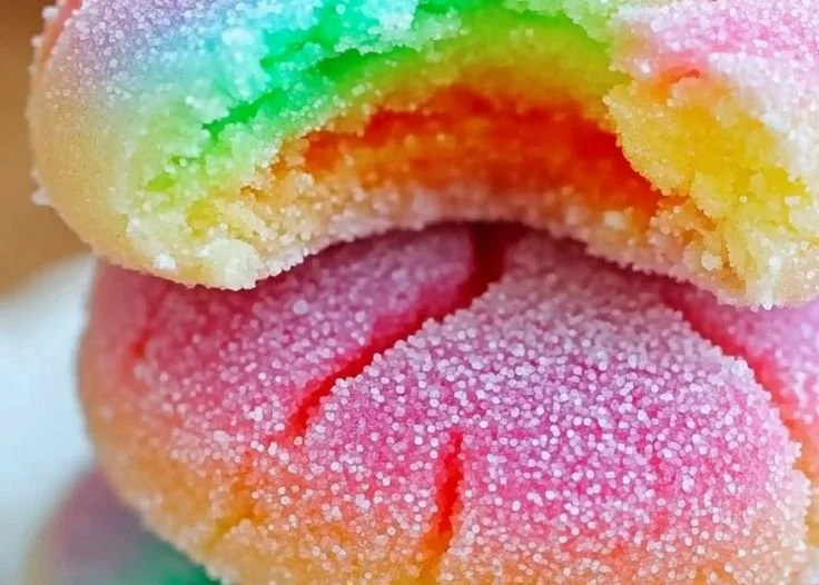 Colorful Jello sugar cookies baked to perfection.