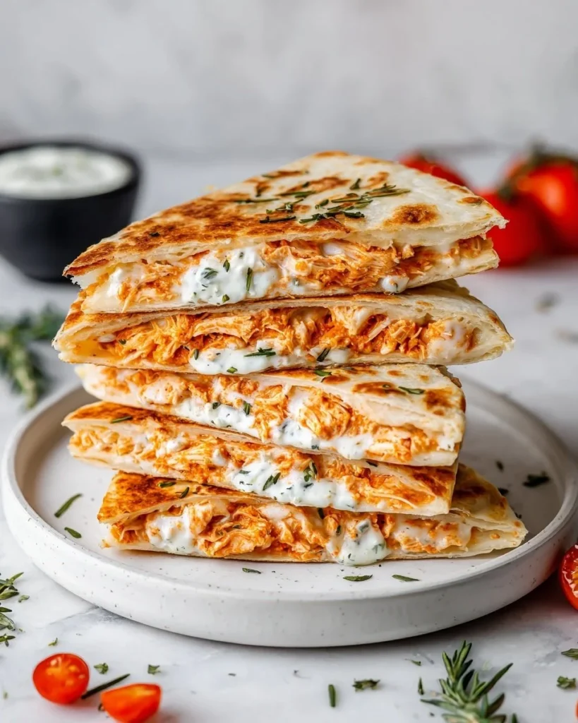 Delicious Keto Chicken Quesadilla topped with cheese and fresh ingredients