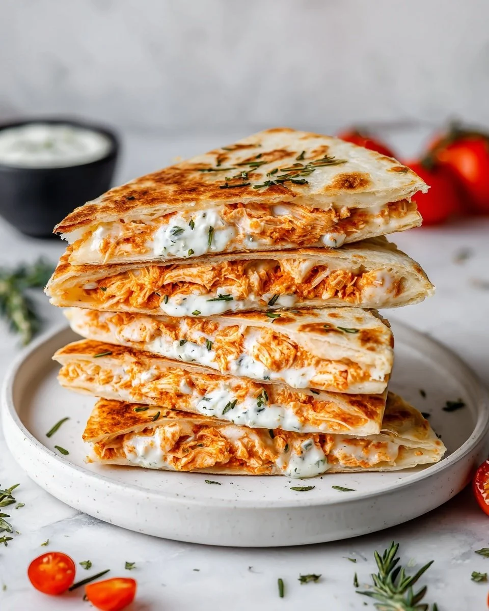 Delicious Keto Chicken Quesadilla topped with cheese and fresh ingredients