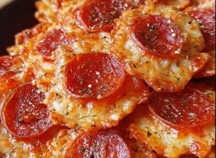 Keto Pepperoni Cheese Crisps - low-carb crunchy snack