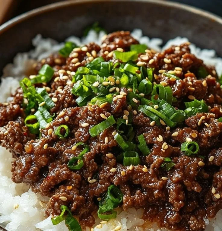 Korean Ground Beef Bowl with vibrant vegetables and flavorful sauce
