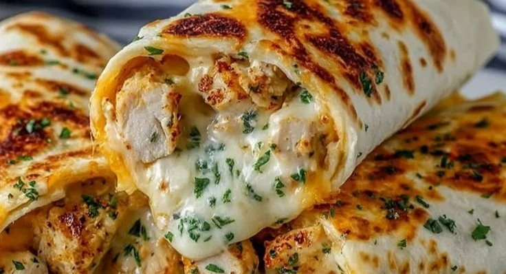 Low carb cheesy garlic chicken wraps recipe with fresh ingredients