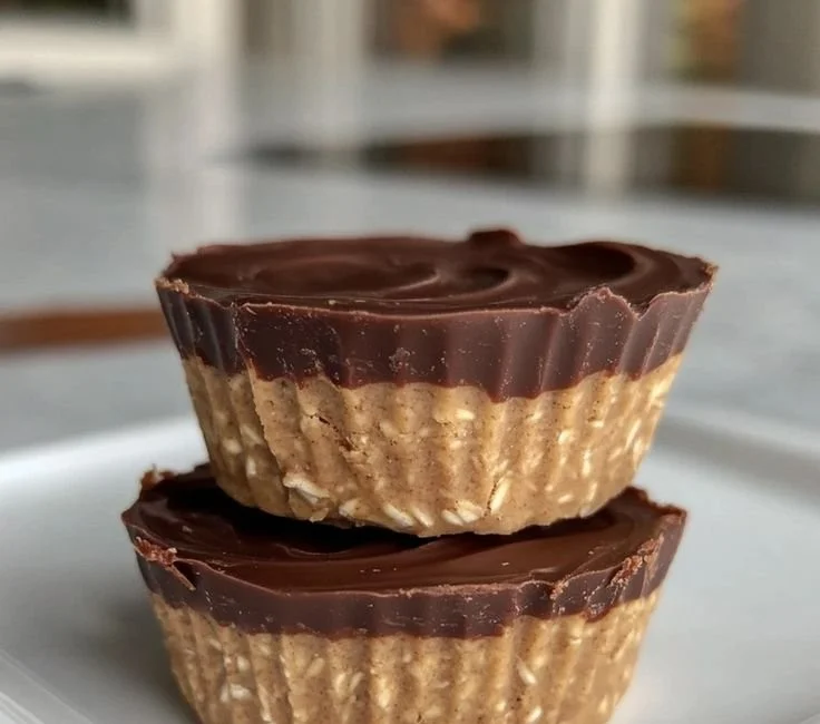 Moist peanut butter protein oatmeal cups on a plate