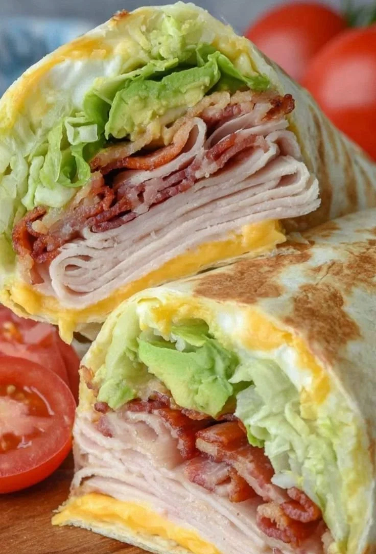 Healthy Turkey Bacon Avocado Wrap with fresh ingredients and savory flavors