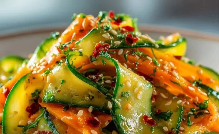 Colorful Asian Carrot Salad with fresh ingredients and vibrant dressing