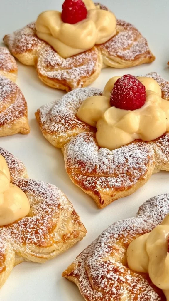 Beautifully decorated vanilla pastry flowers on a white plate.