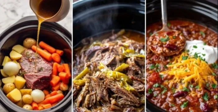 A collection of easy family-friendly crockpot dinner recipes.